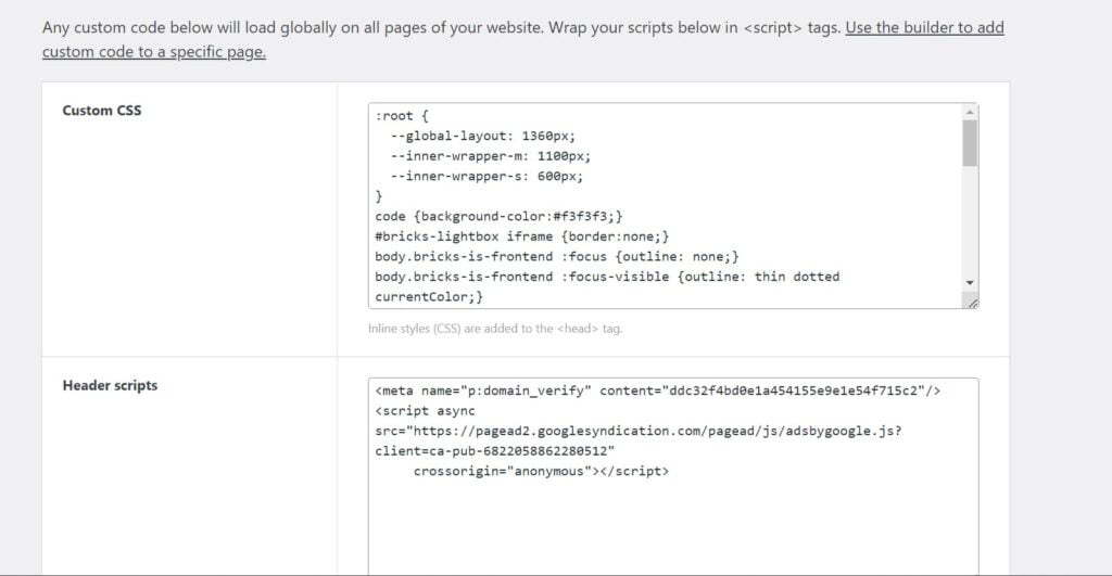 bricks custom code page 2